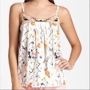 Anthropologie Pleated Floral Cami Top
